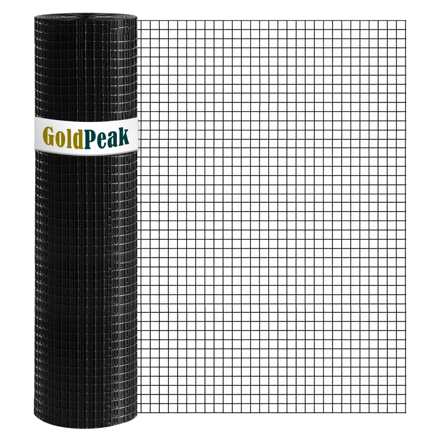 GoldPeak Black Hardware Cloth 1 inch Mesh 48x100 17 Gauge, Vinyl Coated Wire Mesh Roll Chicken Wire Fencing Wire Fence Roll Tree Guard Wire Mesh Fence Rat Wire Garden Fencing