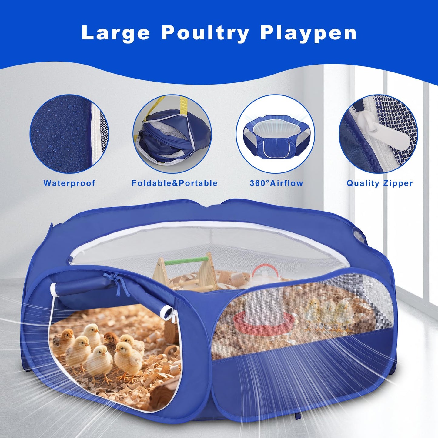 HORTUSGO 2025 Upgrade 6-in-1 Chicken Brooder Box for up to 24 Chicks/Ducks/Quails, Brooder Box for Chicks Includes Foldable Pop-up Pet Tent, Perch, 2 Chick Feeders, Chick Waterer, and Nesting Pad