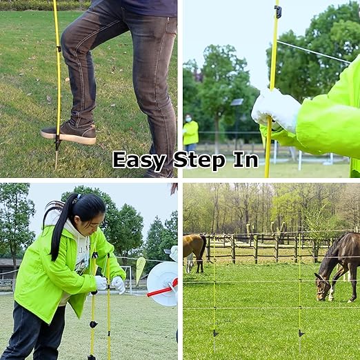 Electric Fence Posts 46 Inches, Fiberglass Step in Temporary Electric Fence Posts for Cows, Sheep, Dog, Portable Fence Stakes for Electric Fencing-50 PCS