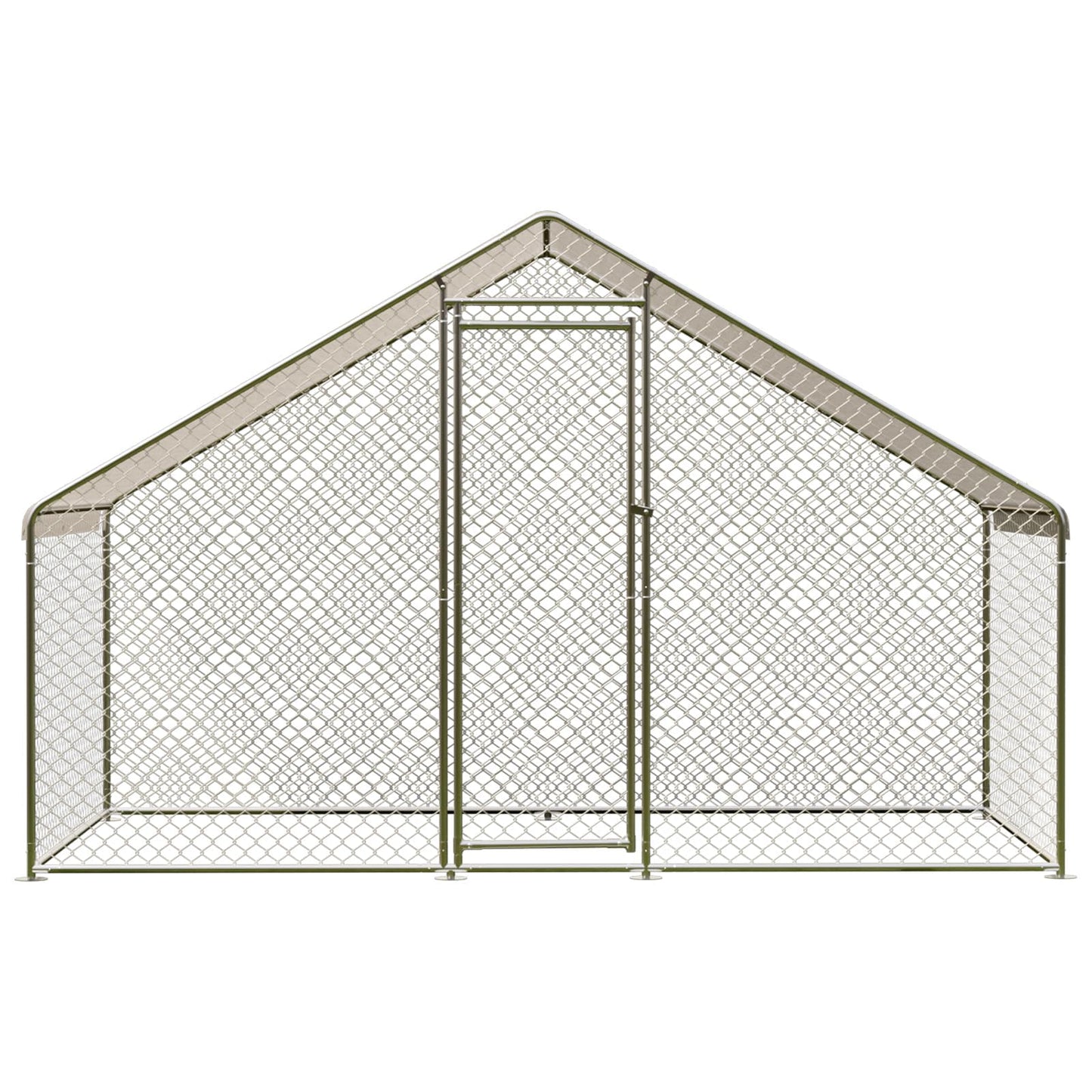 Large Metal Chicken Coop Run, 9.8L x 6.5W x 6.5HFT Chicken Runs for Yard with Cover and Waterproof and Anti-Ultraviolet, Spire Roof Metal Chicken Coop with Lock for Backyard, Duck, Rabbit