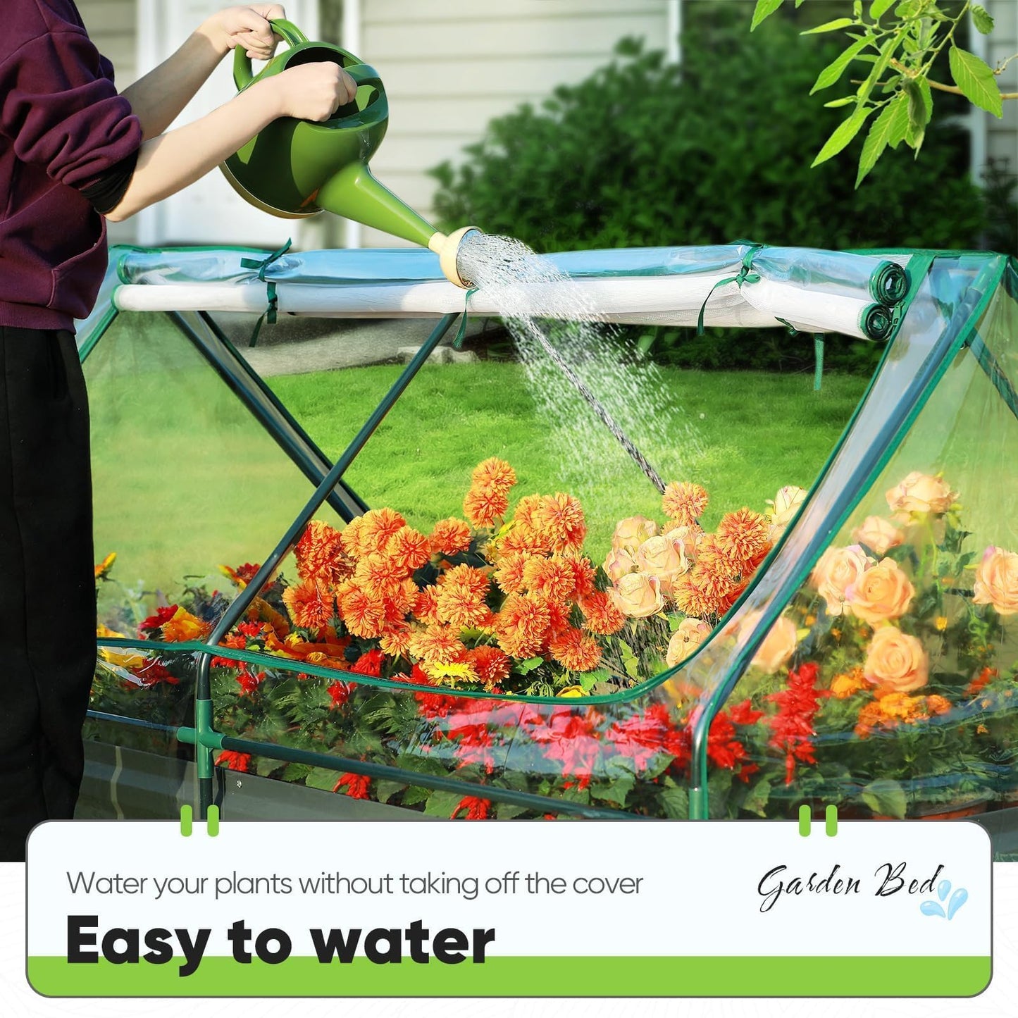 Quictent Raised Garden Bed Galvanized Raised Beds for Gardening Vegetables with Cover 6x3x2 ft Tall Metal Planter Box Outdoor Use (Clear)