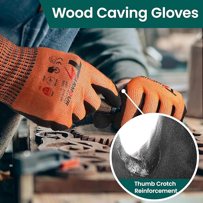 2 Pairs Highest Level Cut Resistant Gloves, ANSI A9 Cut Proof Work Gloves, Touch-Screen Compatible, Durable Cutting Gloves for Fishing, Men&Women Heavy Duty