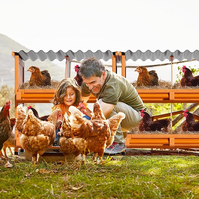Chicken Nesting Boxes,10 Compartments Wooden Nesting Boxes for Chickens,Laying Boxes for Hens Ducks Poultry Protect Eggs Chicken Coops Easy Egg Collection