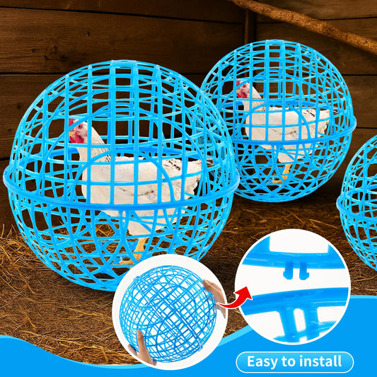 AceOrbit 3 Pcs 14.96 Inch Chicken Balls Cage 2025 Chicken Orb Ball Cage to Free Range Rolling Movable Poultry Coop Ball, Mobile Safety Globe Cages for Pigeons Rabbits Ducks Outside Roaming