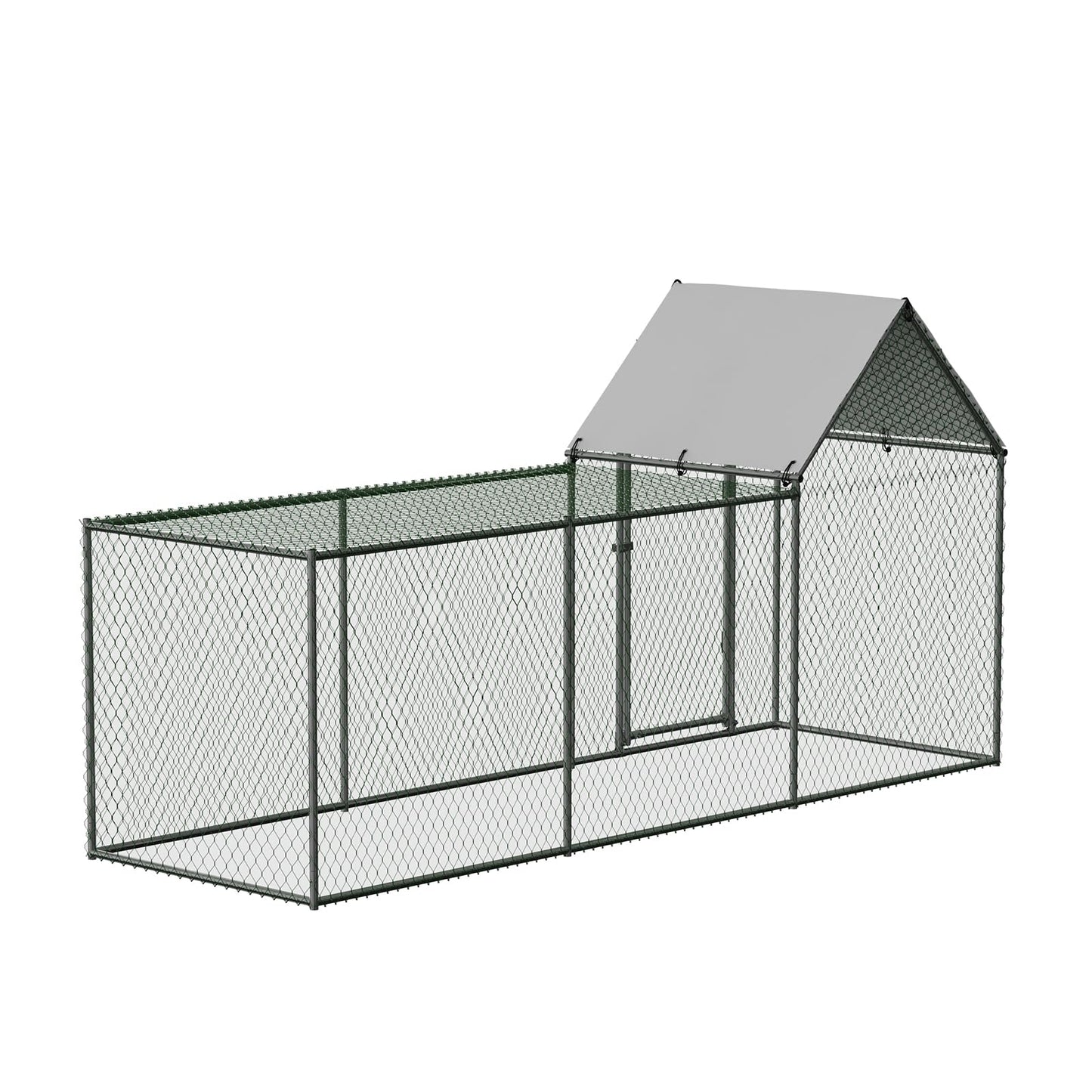 Chicken Coop, Large Metal Chicken Run, Outdoor Chicken Pen with Waterproof and Anti-UV Cover, Walk-in Chicken House with Lockable Door, for Yard, Farm Use, 10' W x 3.3' D x 5' H