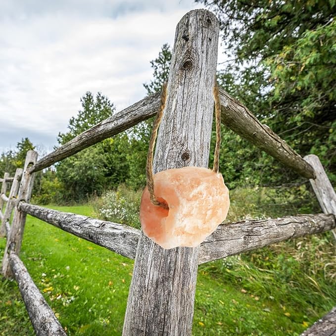 3 Pack Himalayan Salt, Lick Natural Mineral Block Rope Long-Lasting Raw Pink Salt Lick Suitable for Horses, Deer, Cattle, Goats and Other Livestock(10.55-12 LBS)