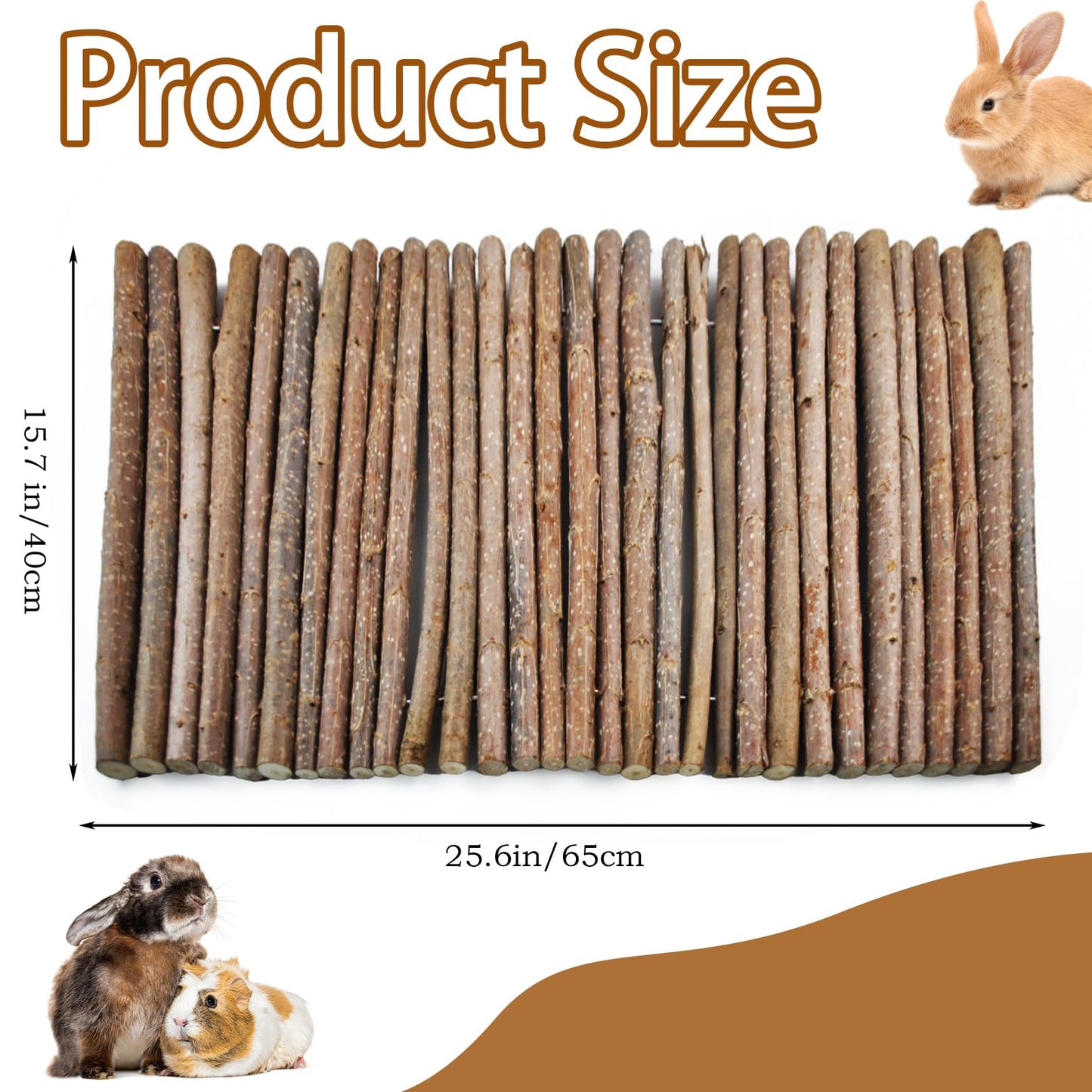MUYG Wooden Bridge for Rabbits, Extra Large Wooden Hamster Bridge Ladder Bunny Climbing Chew Toy Small Animal Flexible Hideout Ramp Divider Tunnel for Guinea Pig Chinchilla Rabbit Ferret Hedgehog