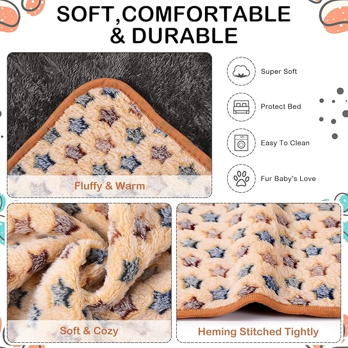 Reginary 4 Pcs Waterproof Guinea Pig Blankets Washable Small Animal Fleece Bedding Absorbent Guinea Pig Cage Liners Reusable Pet Pee Pad Sleep Mat for Hamster Ferret(Star Pattern,24 x 16 Inch)