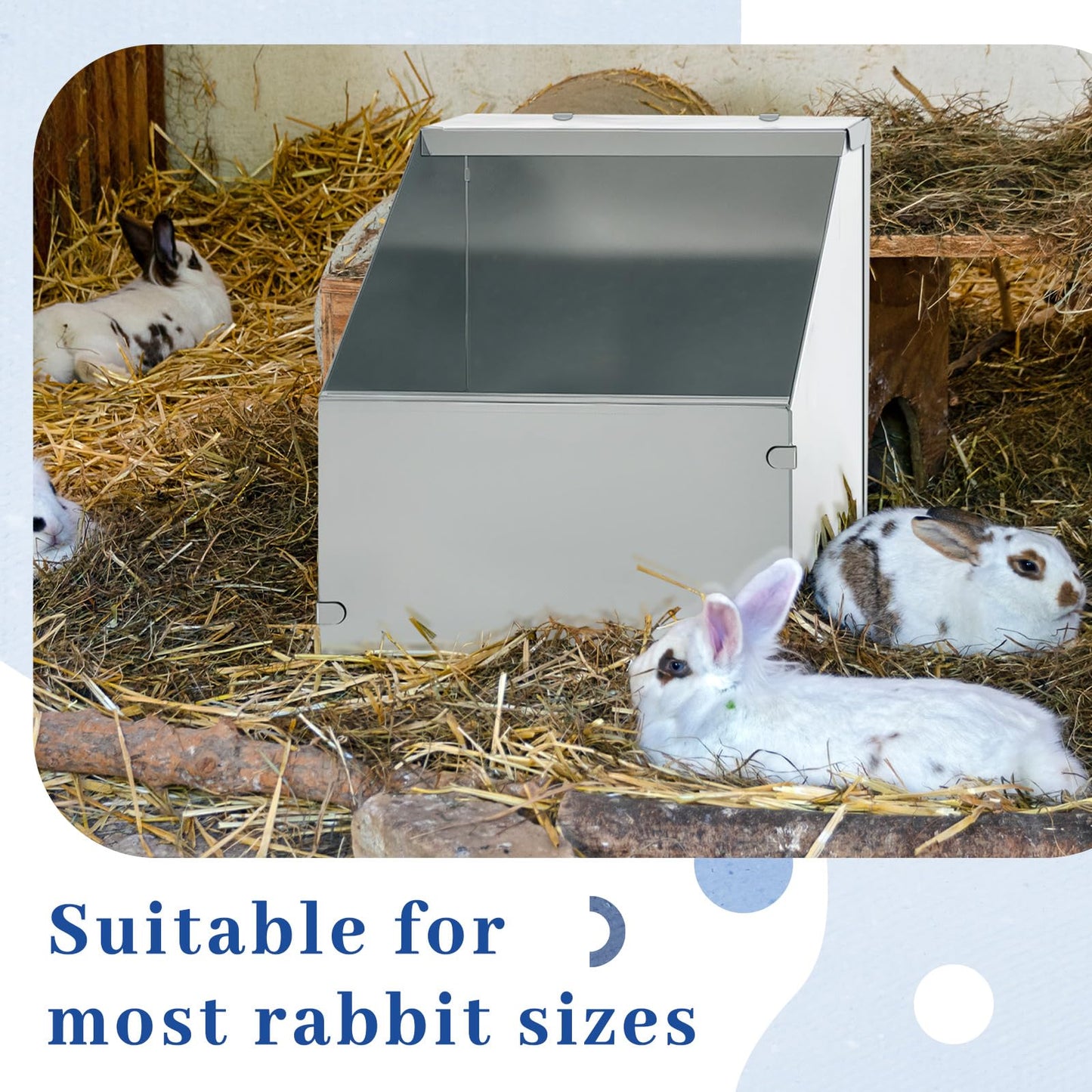 Maxcheck 2 Pcs Galvanized Metal Rabbit Nesting Box Bunny Small Animal Nest with Removable Acrylic Floor Durable Easy to Clean for Indoor Outdoor Use Homesteaders Rabbitry Supplies