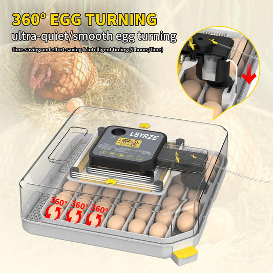 LBYRZE 48 Egg Incubators for Hatching Eggs,360° View Incubator with Automatic Egg Turning and Humidity Control,Quail Duck Chicken Incubators