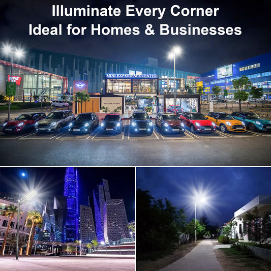 XCQMHF Solar Street Lights Outdoor Waterproof Dusk to Dawn, 8000W Commercial Solar Power Parking Lot Lights Motion Sensor, Outside Large Security Flood Light LED for Yard Patio Garden