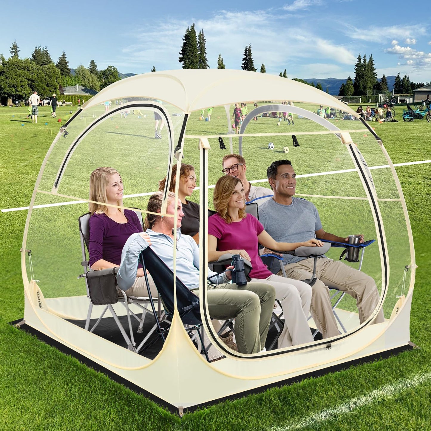 Eapele Sports Tent - Instant Pop-Up Shelter, Fits 6 Person Compact or 4 Person Comfortably, Rain Protection for Sports, Camping, Fishing & Parades