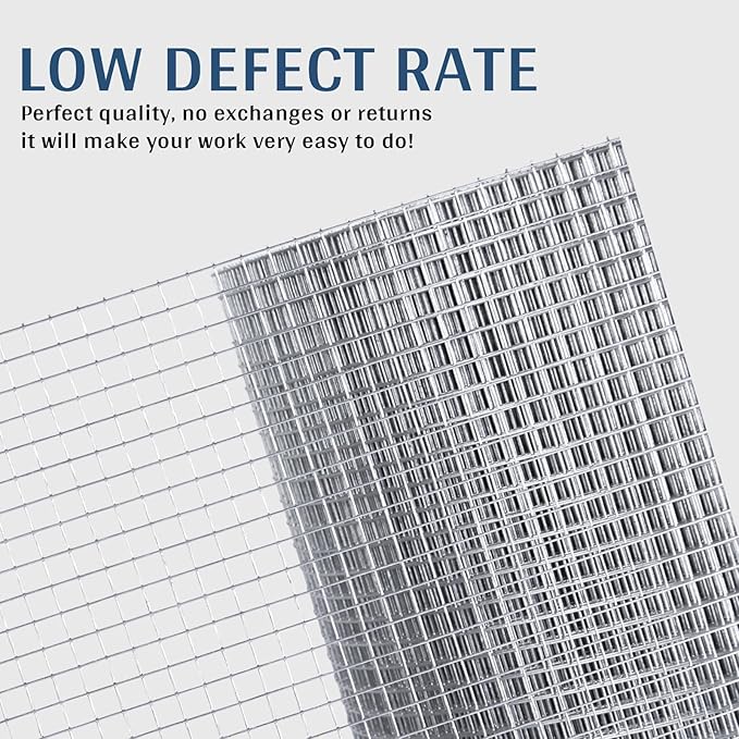 Hardware Cloth 1/4 in. x 2 ft. x 100 ft. 23-Gauge, Galvanized Wire Mesh Roll, Chicken Wire Fencing, Gopher Wire, Garden Fence, Rodent Mesh, Wire Mesh Fence Roll, Rabbit Wire