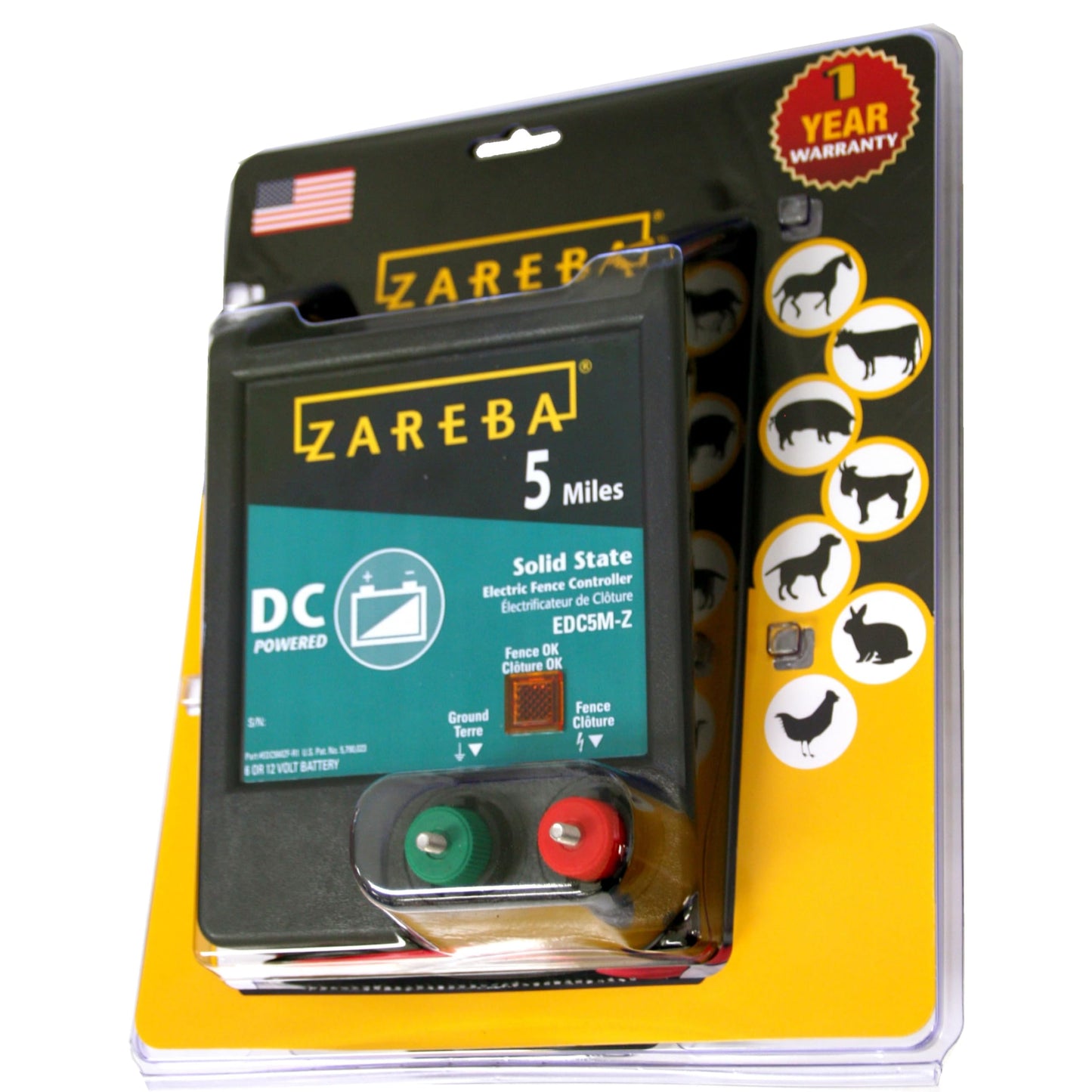 Zareba EDC5M-Z 5-Mile Battery Operated Electric Fence Charger Energizer