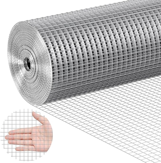 VEVOR Hardware Cloth, 1/2 inch 24in x 100 ft 19 Gauge, Hot Dipped Galvanized Wire Mesh Roll, Chicken Wire Fencing, Wire Mesh for Rabbit Cages, Garden, Small Rodents