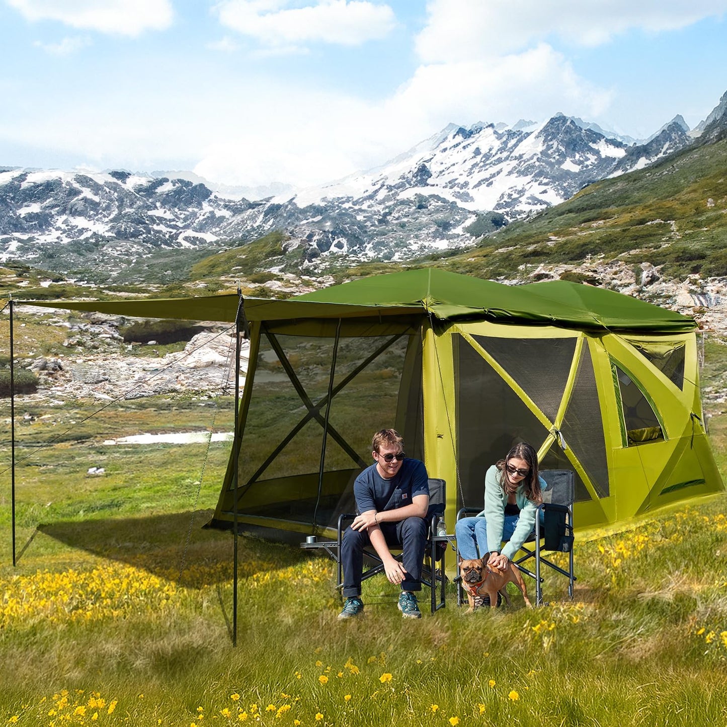 Timber Ridge 8 Person Instant Pop Up Cabin Tent, Easy 90 Second Setup, Weather Resistant Camping Family Hub Tent with Rain Fly and Carry Bag for Outdoor Camping