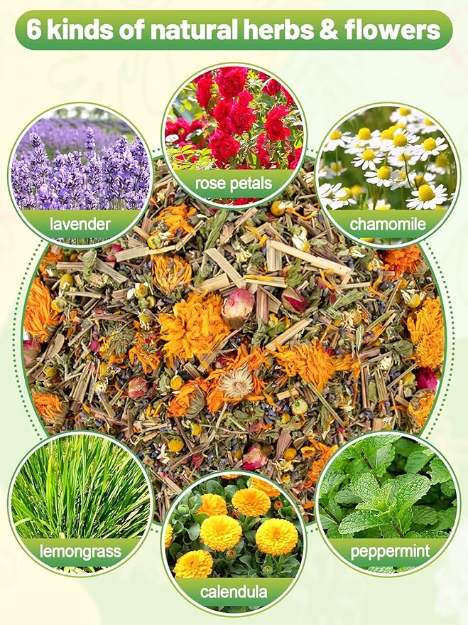 14 Oz Chicken Nesting Herbs - Natural Nesting Box Feed Herbs in 6 Dried Flower & Herbs for Freshening Bedding Chicken Coop Create Comfortable Environment