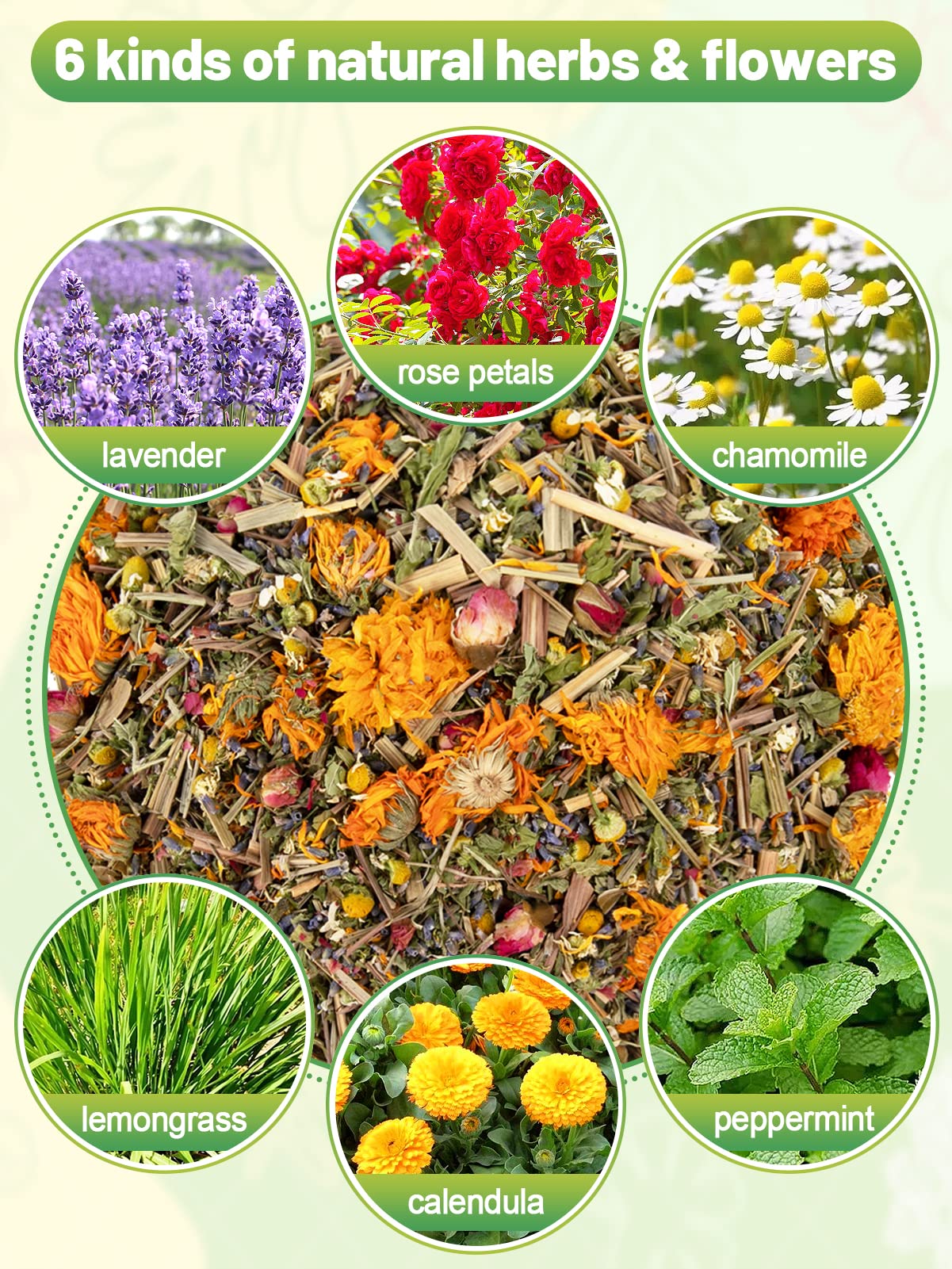 14 Oz Chicken Nesting Herbs - Natural Nesting Box Feed Herbs in 6 Dried Flower & Herbs for Freshening Bedding Chicken Coop Create Comfortable Environment