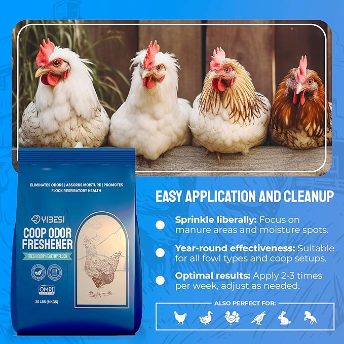 Chicken Coop Deodorizer – Natural Zeolite Odor Eliminator & Moisture Absorber – Coop Refresher for Poultry Bedding, Nesting Boxes, Runs & Small Animal Enclosures – 100% Natural, Compost-Safe Formula