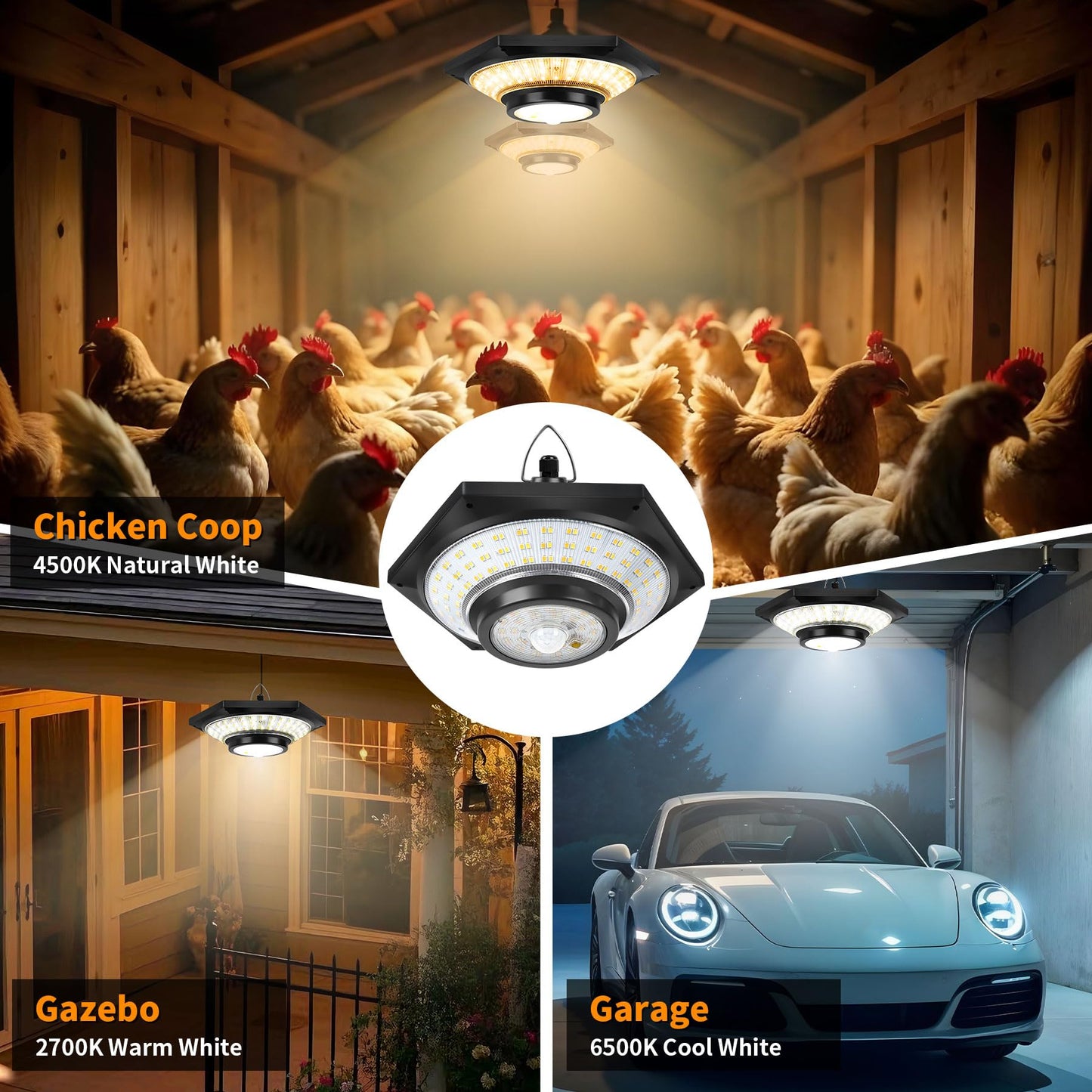 ROVOCLO Solar Shed Light, Solar Hanging Pendant Lights with Remote Control Outdoor Indoor for Chicken Coops Sheds Barns