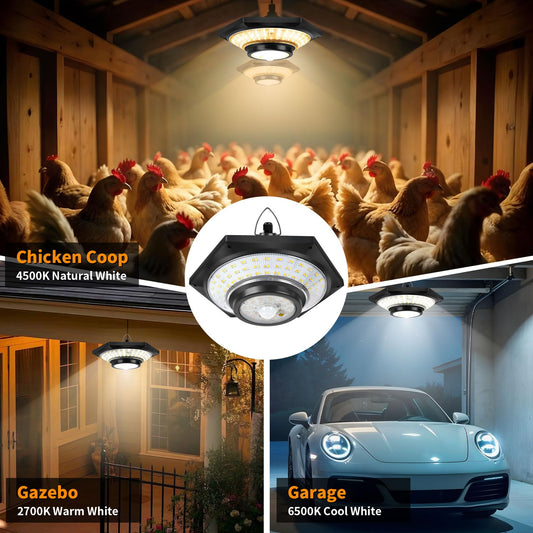ROVOCLO Solar Shed Light, Solar Hanging Pendant Lights with Remote Control Outdoor Indoor for Chicken Coops Sheds Barns