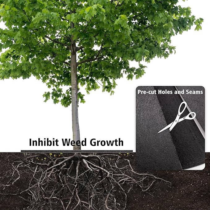 20.47 Inch Non-Woven Tree Mulch Ring,Reusable Tree Weed Barrier Mat,Degradable Tree Mulch Used to inhibit Weed Growth and Landscape Weed Control Plant Root Protection (6 Pack)