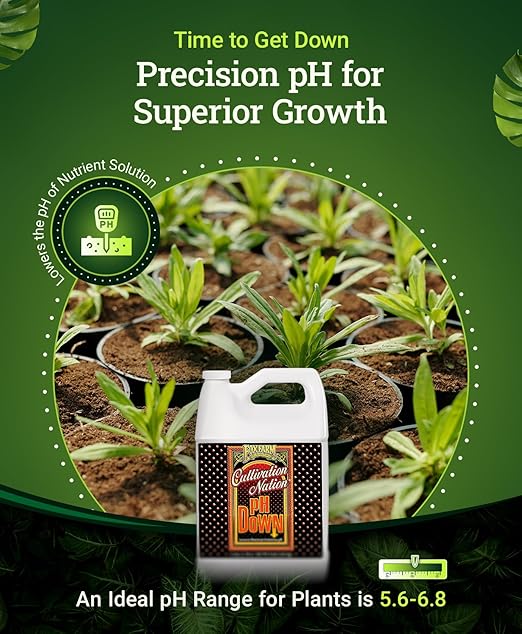 FoxFarm Cultivation Nation pH Down - Liquid Nutrient Solution Adjuster for Hydroponic & Soil Gardens, Lowers pH Levels - 40% Citric Acid for Optimal Plant Growth (Gallon)