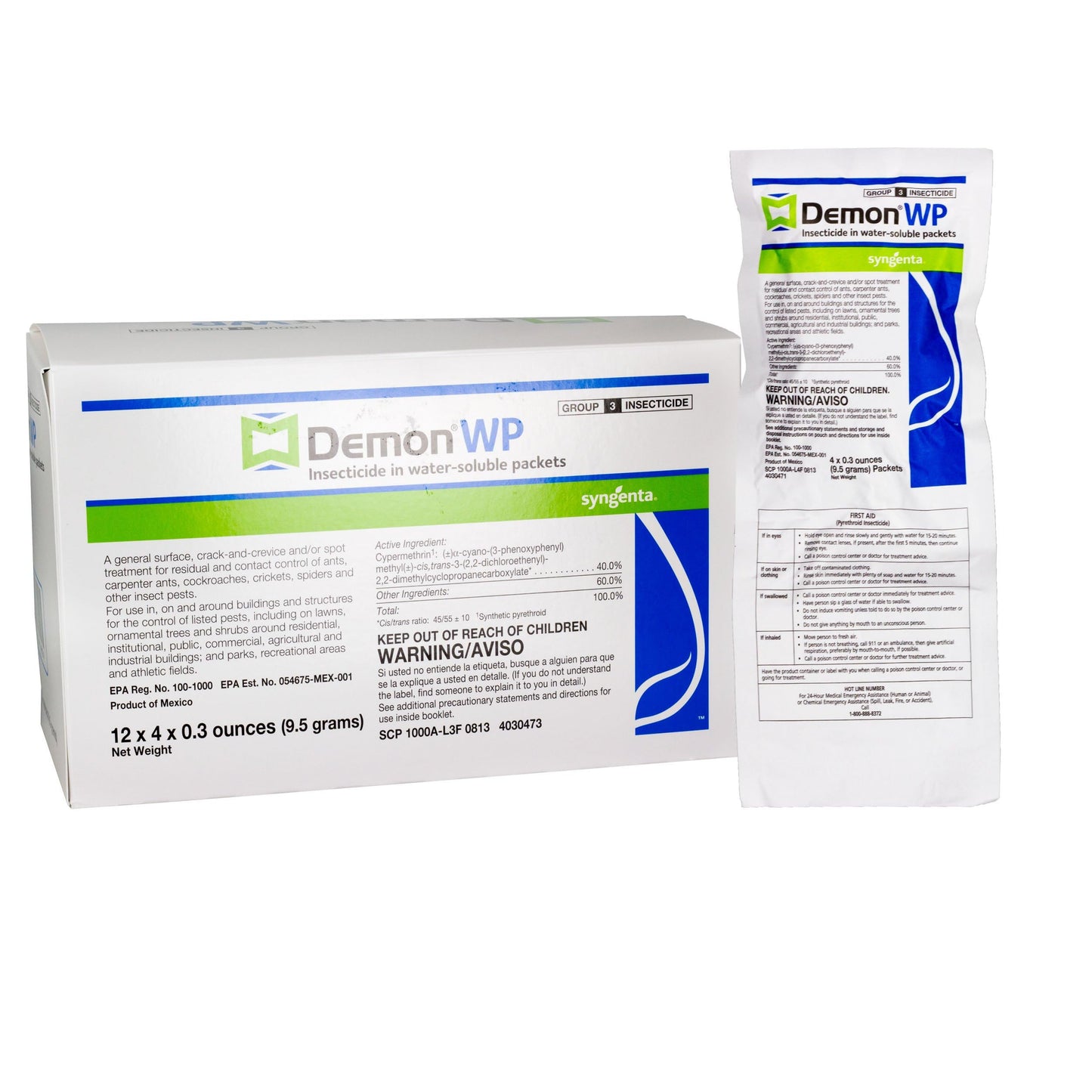 Syngenta Demon WP Insecticide Containing 4 Water-Soluble 9.5 Gram Packets Makes 4 Gallons Cypermethrin 40% (1 Envelope)