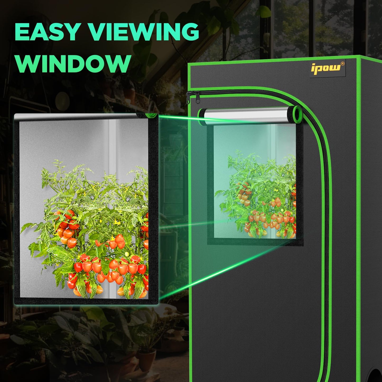 IPOW 4x4 Grow Tent Kit, 48" x 48" x 80" Grow Tent Complete System Indoor Grow Kit with Full Spectrum LED Grow Light, 6” Ventilation System