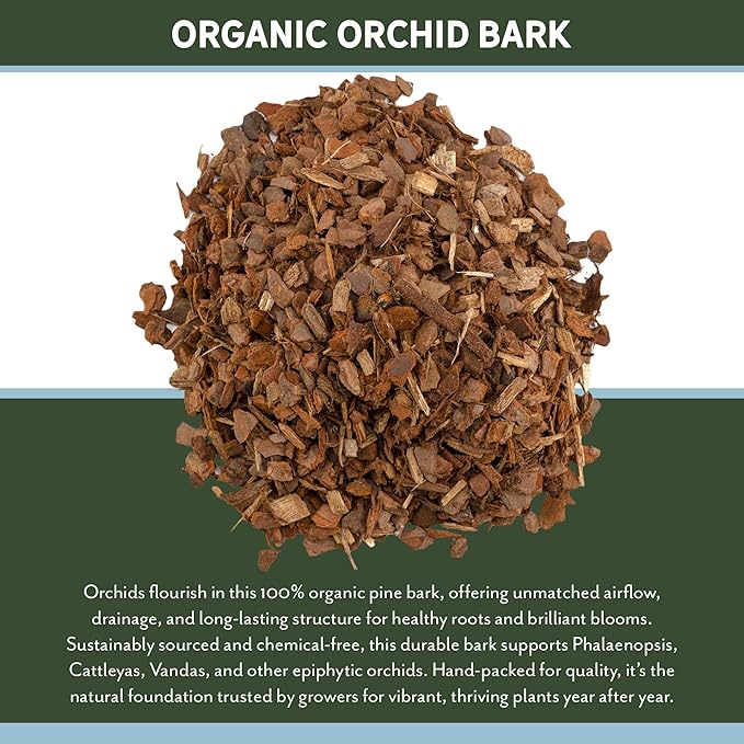 100% Organic Material All Natural Orchid Bark (4 Quarts), USA Sourced and Produced Orchid Bark Potting Mix, Orchid Potting Bark Bulk