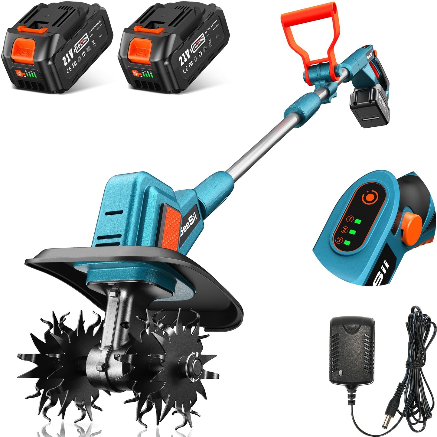 SEESII Electric Tiller for Gardening 300 RPM,SEESII Mini Chainsaw Cordless 6-inch