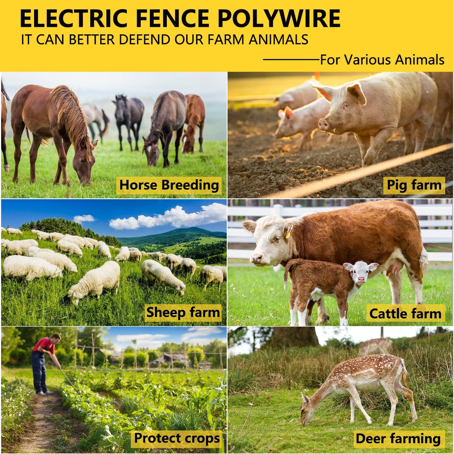 Electric Fence Wire 3366FT, 1026M with 9 Stainless Steel Stands，Electric Fencing Wire Rope Kit for Livestock, Garden, Squirrels, Reliable Conductivity and Rust Resistance