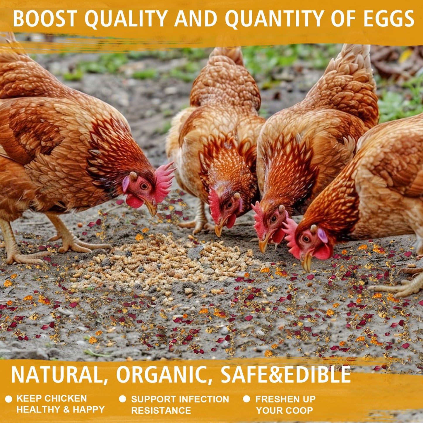 20oz Chicken Nesting Box Herbs - Natural Vacuum-Packed Blend of 8 Dried Flowers & Herbs - Bulk Herbs for a Fresh Chicken Coop, Promote Healthy Hens, Enhance Comfort & Boost Eggs Laying