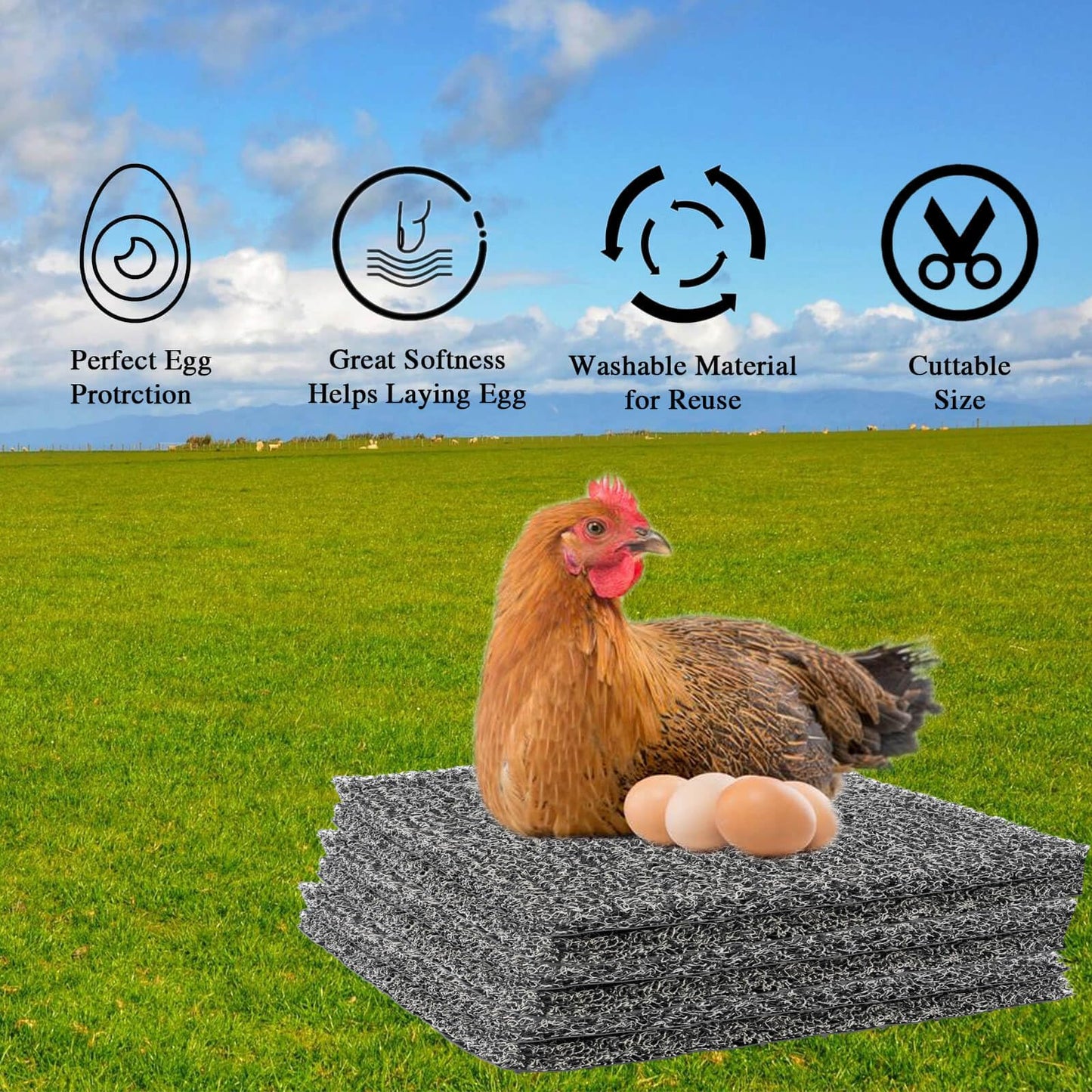 Nesting Pads for Chicken Coop Washable Plastic Nesting Box Liners Reusable Nesting Box Pads for Chicken Coop Bedding 12x12 Inchs 6 Pack Grey Hjpzrui