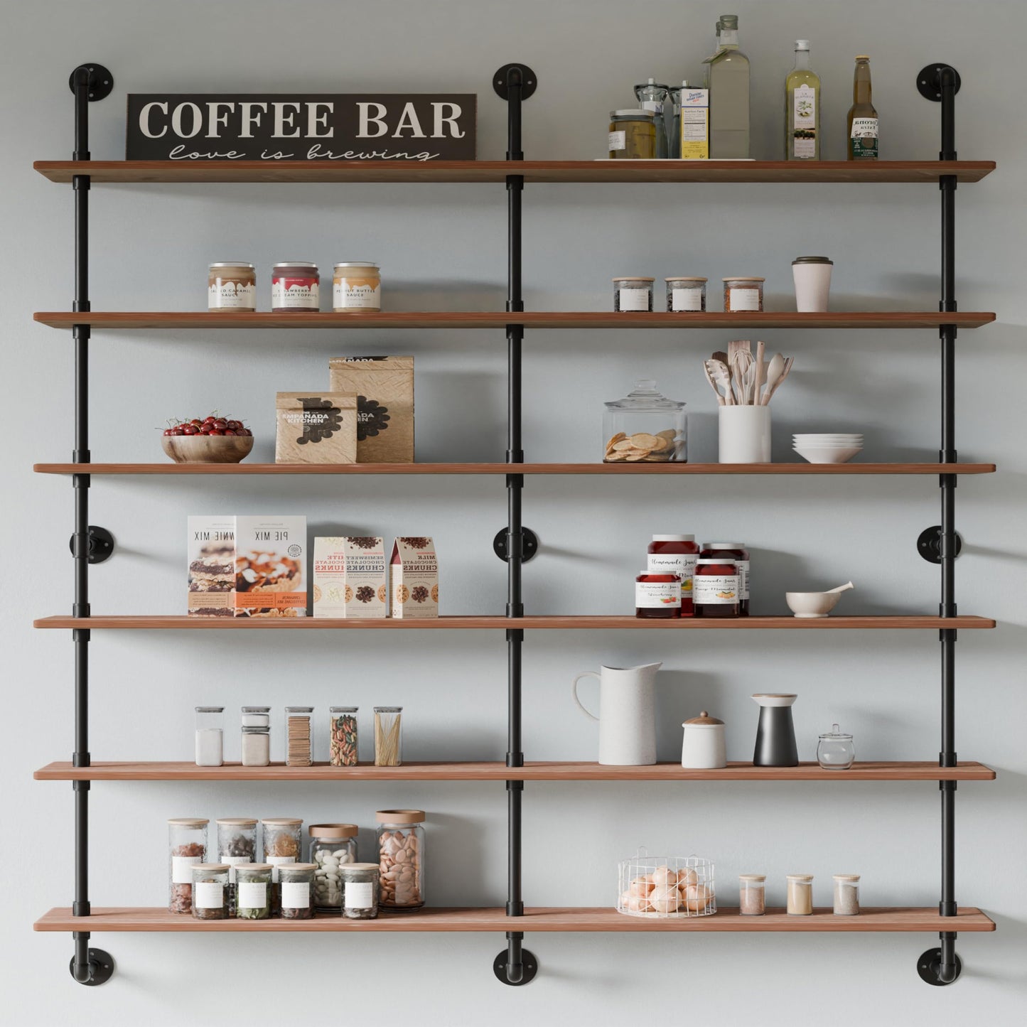 HDDFER Floating Shelves for Wall Living Room Shelves Bookshelf Industrial Pipe Shelving Shelves Real Wood Planks 60 inch Rustic Wall Shelves Hanging Bookshelves Farmhouse Kitchen Bar Shelving