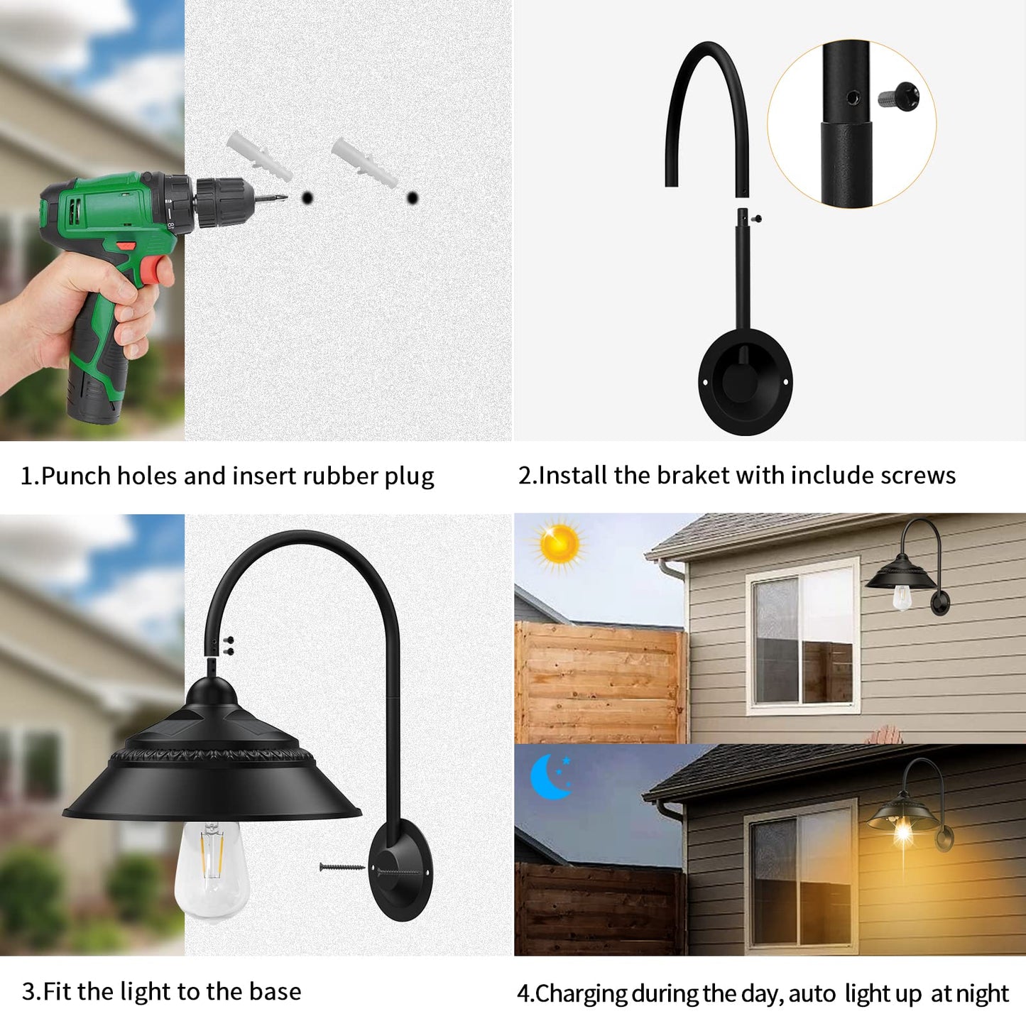 Ufelizor Solar Barn Light, Solar Wall Sconce Light Outdoor with 3 Lighting Modes & Motion Sensor, Waterproof Farmhouse Light Outdoor for Chicken Coop Garage Shed