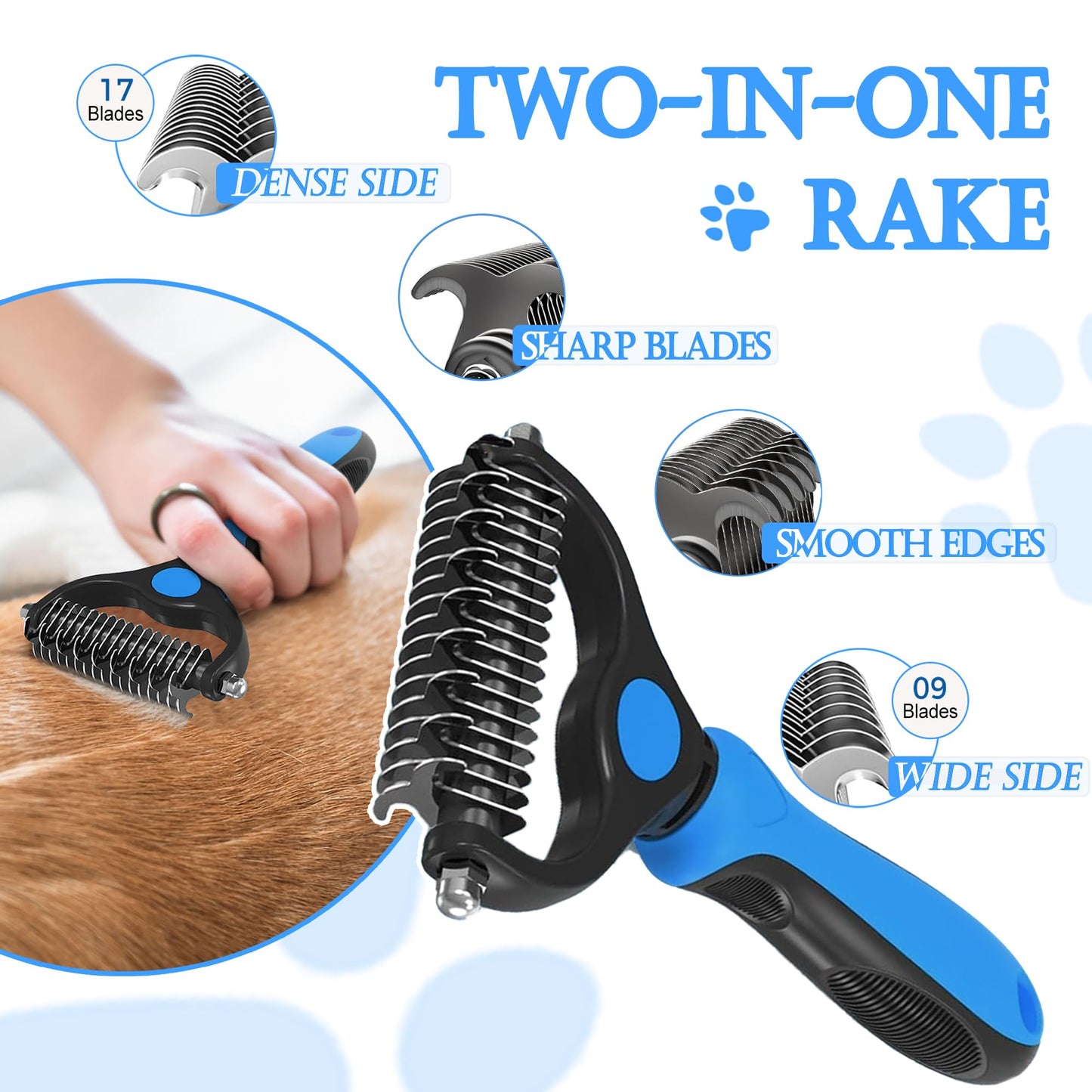 Artecare 4 in 1 Skin Friendly Grooming kit including Dematting Rakes,Self Cleaning Slicker Brush,Deshedding Brush,Flea Comb for Haired cat Dog and Small Animals.