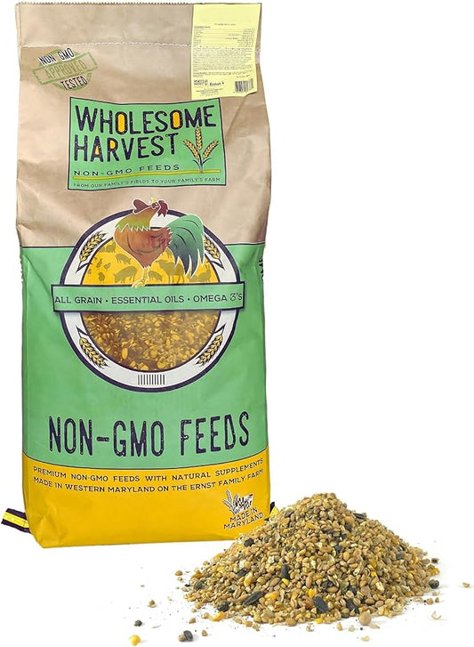 Non-GMO 40 lb Turkey Feed - Natural Peacock, Game Bird & Bird Feed, 24% High Protein Complete Food with Essential Oils, Herbs, Vitamins & Probiotics Formula for Healthy Flock Growth