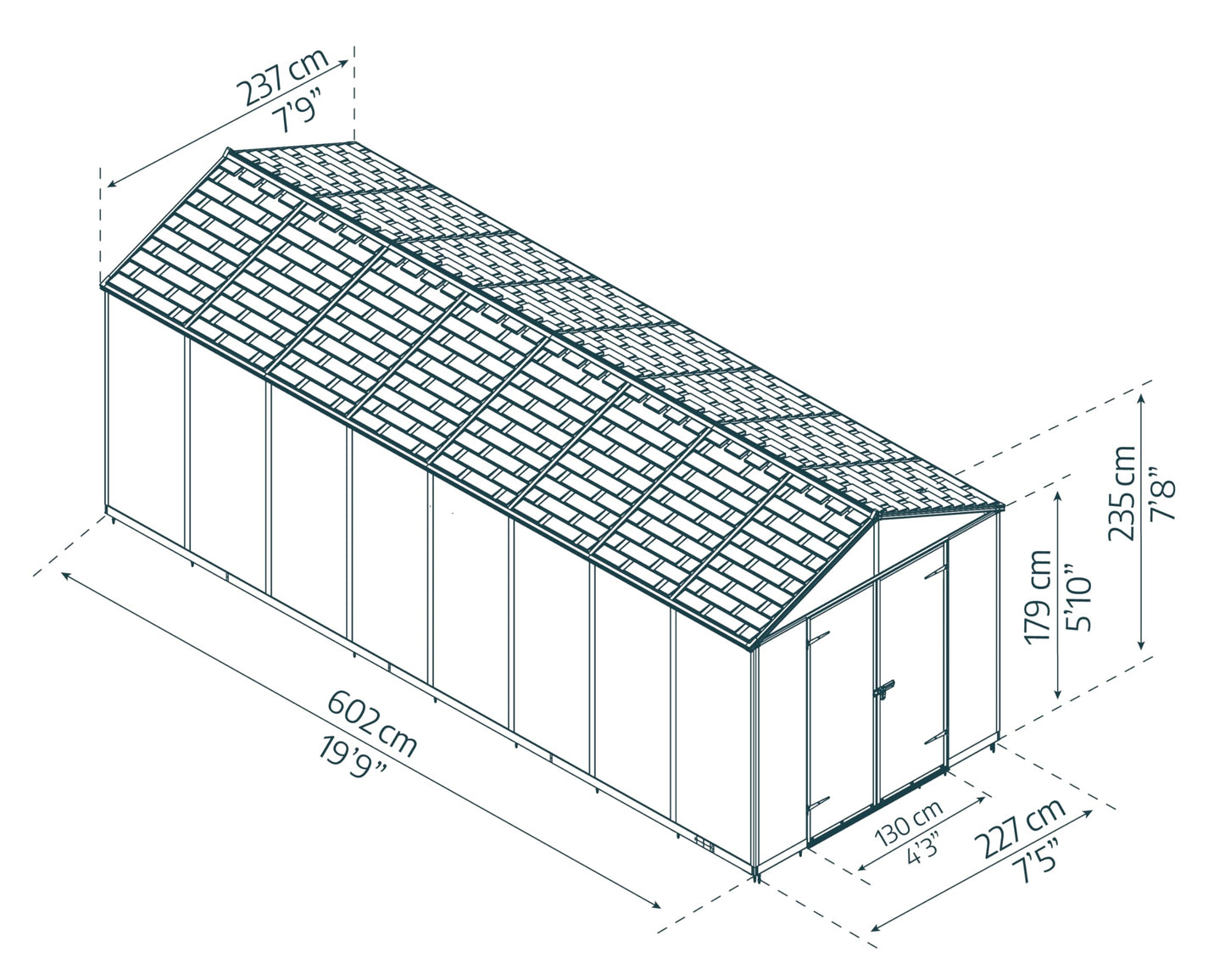 Palram - Canopia Rubicon Storage Shed, 8'x20' DIY Backyard Shed, Gray Polycarbonate Panels and Aluminum Frame, Sheds & Outdoor Storage for Lawn Mower, Bike, Garden Tools, Outdoor Storage Box Shed