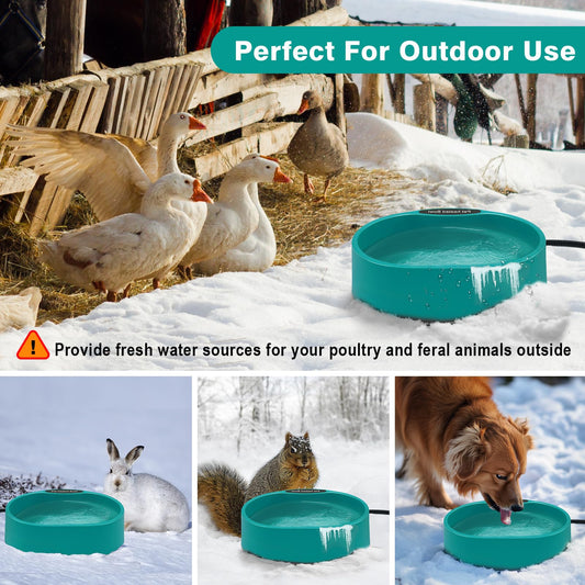 Heated Chicken Waterer, 125OZ Large Capacity Poultry Water Heater for Chicken Coop Hens Turkey Goose Duck Pigeon Poultry Birds Dog Cat Drinker in Winter