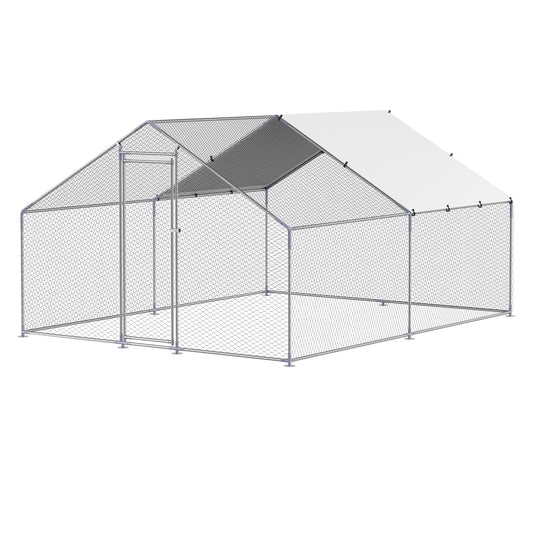 VEVOR Large Metal Chicken Coop, 9.8x13.1x6.5 ft Large Walk in Chicken Runs for Yard with Cover, Hen House Enclosure with Security Lock, Outdoor Duck Rabbit Cage Poultry Pen for Backyard, Farm, Yard