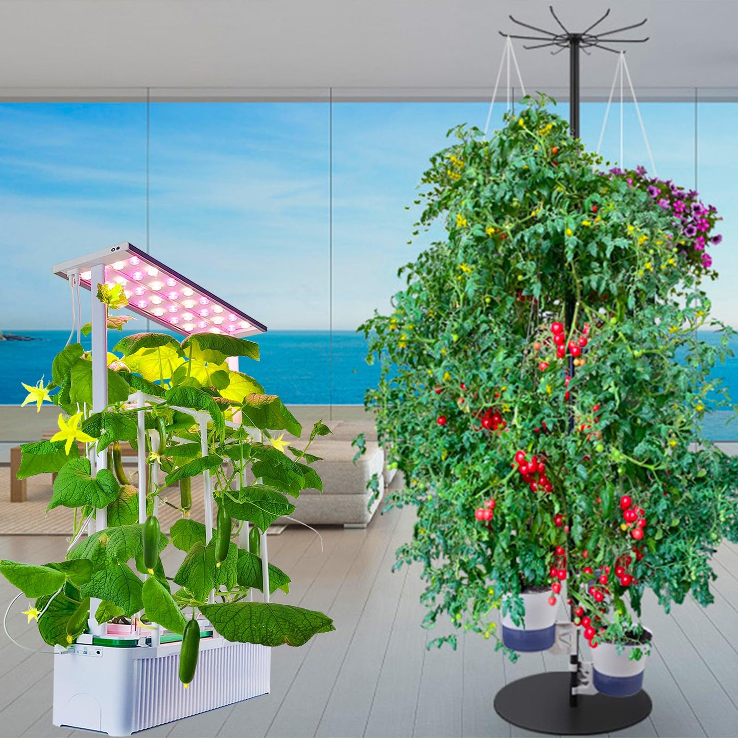 E SUPEREGROW Large Hydroponics Growing System kit + DIY Hydroponics Growing System Tower Garden