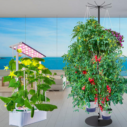 E SUPEREGROW Large Hydroponics Growing System kit + DIY Hydroponics Growing System Tower Garden