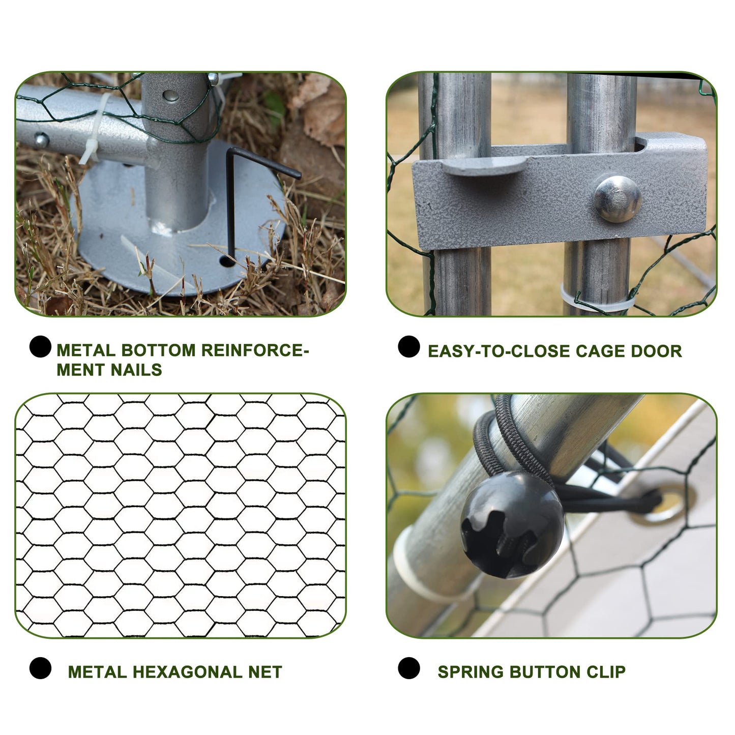Acosure Large Metal Chicken Coop Plastic-Dipped Hexagonal Galvanized Wire Net Cage,W/Removable Waterproof & Anti-Ultraviolet PE Cover,Duck Rabbit Sheep Outdoor House(10' L x 20' W x 6.56' H)