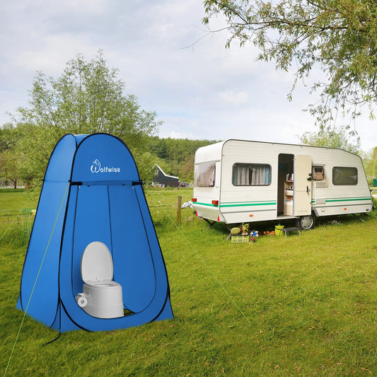Wolfwise Pop Up Changing Tent for Beach, Camping Portable Shower Tents, Outdoor Privacy Bathroom, Change Dressing Clothes Porta Potty Tent Pop Up Instant for Camp, Toilet, Blue