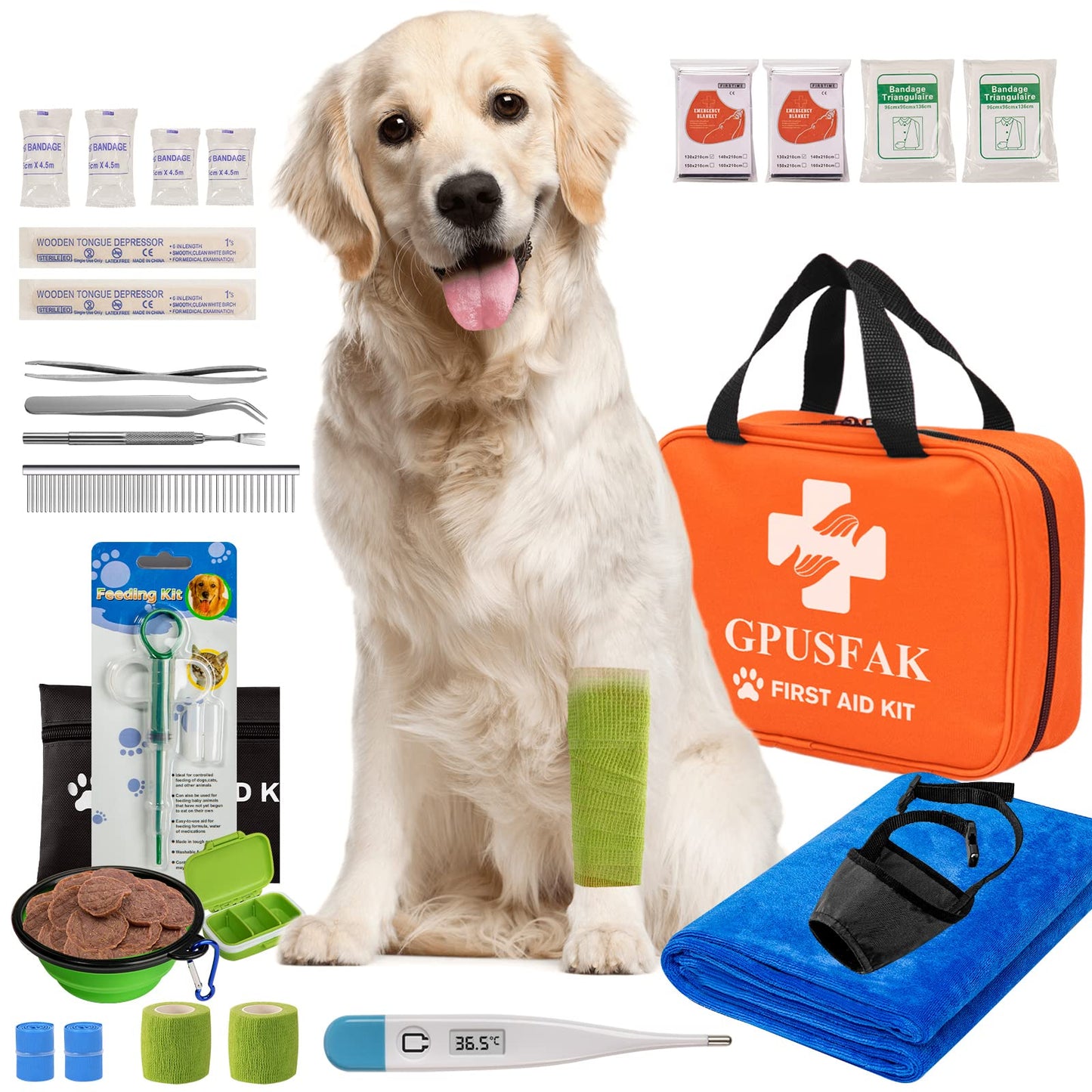 GPUSFAK Dog First Aid Kit - Pet First Aid Kit for Dogs and Cats Pet First Aid Supplies for Car Traveling Home