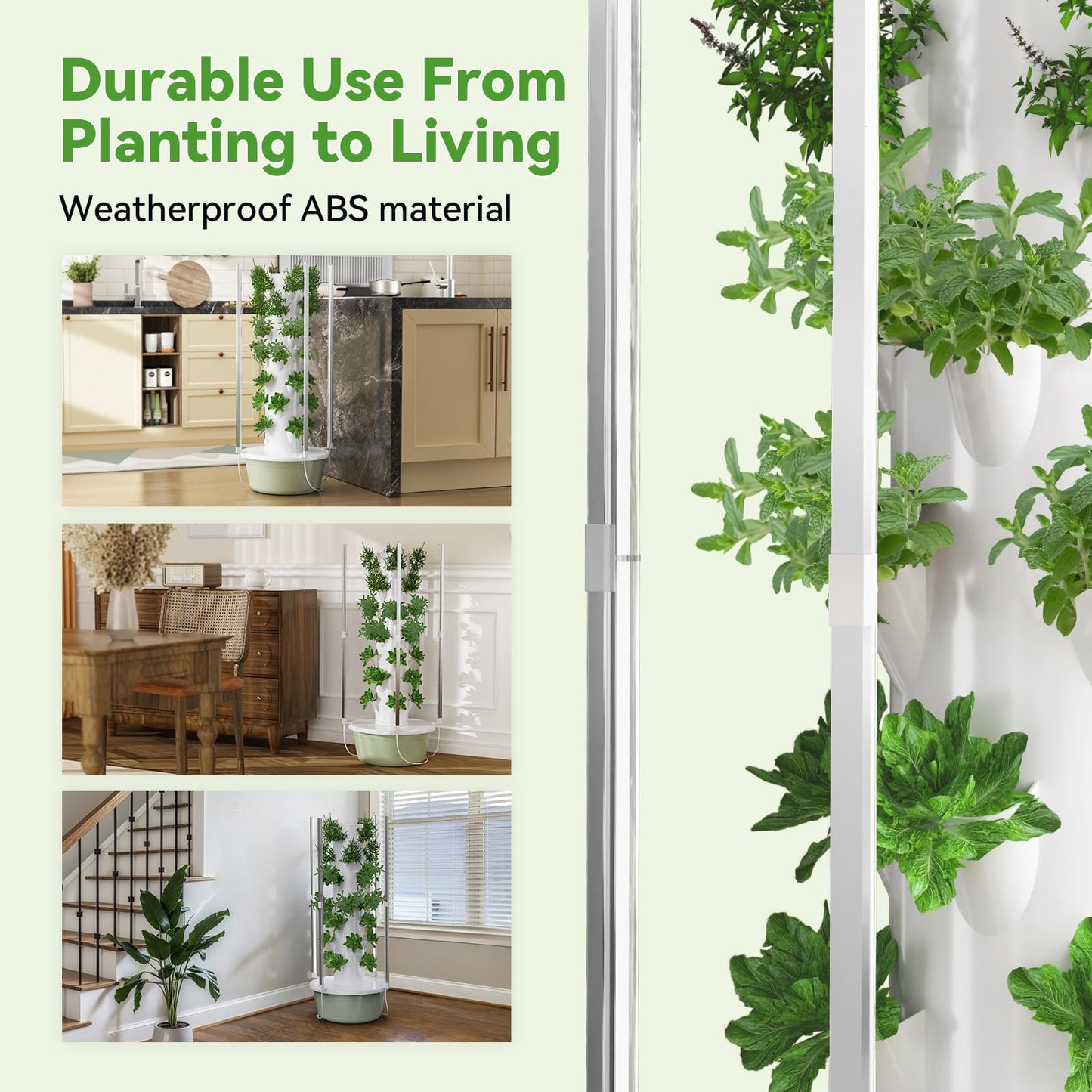 BAOSHISHAN Hydroponics Tower with Foldable Led Light, 20pods Vertical Hydroponic Garden Tower, Auto Water Circulate Hydroponics Growing System for Herb, Vegetable, Fruit(5 Layer)