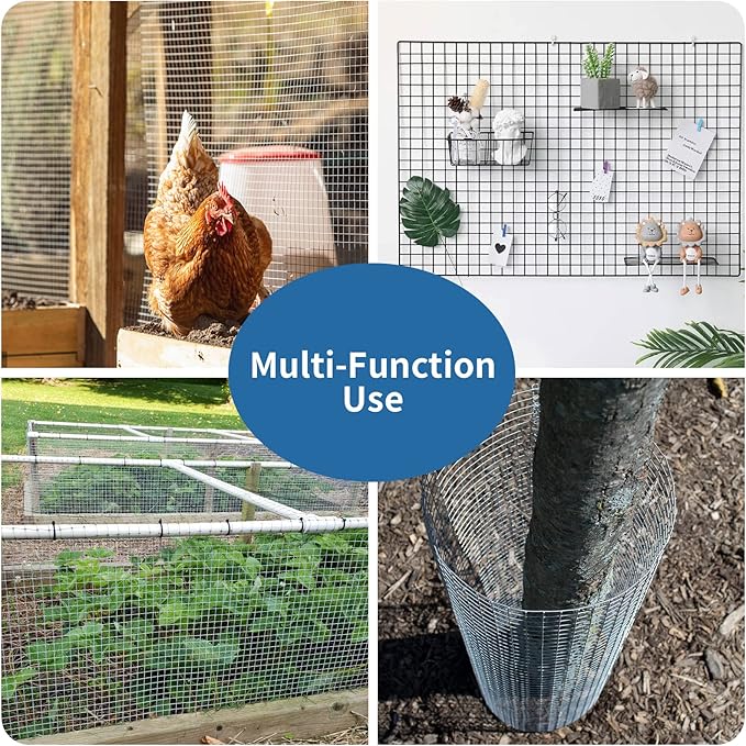 Hardware Cloth 1/2 Inch 48in X 100ft- Hot Dip Galvanized After Welding Wire Mesh Roll, 19 Gauge Chicken Wire Fencing for Garden Fencing Chicken Coop Wall Decoration Tree Guard Hardware Mesh