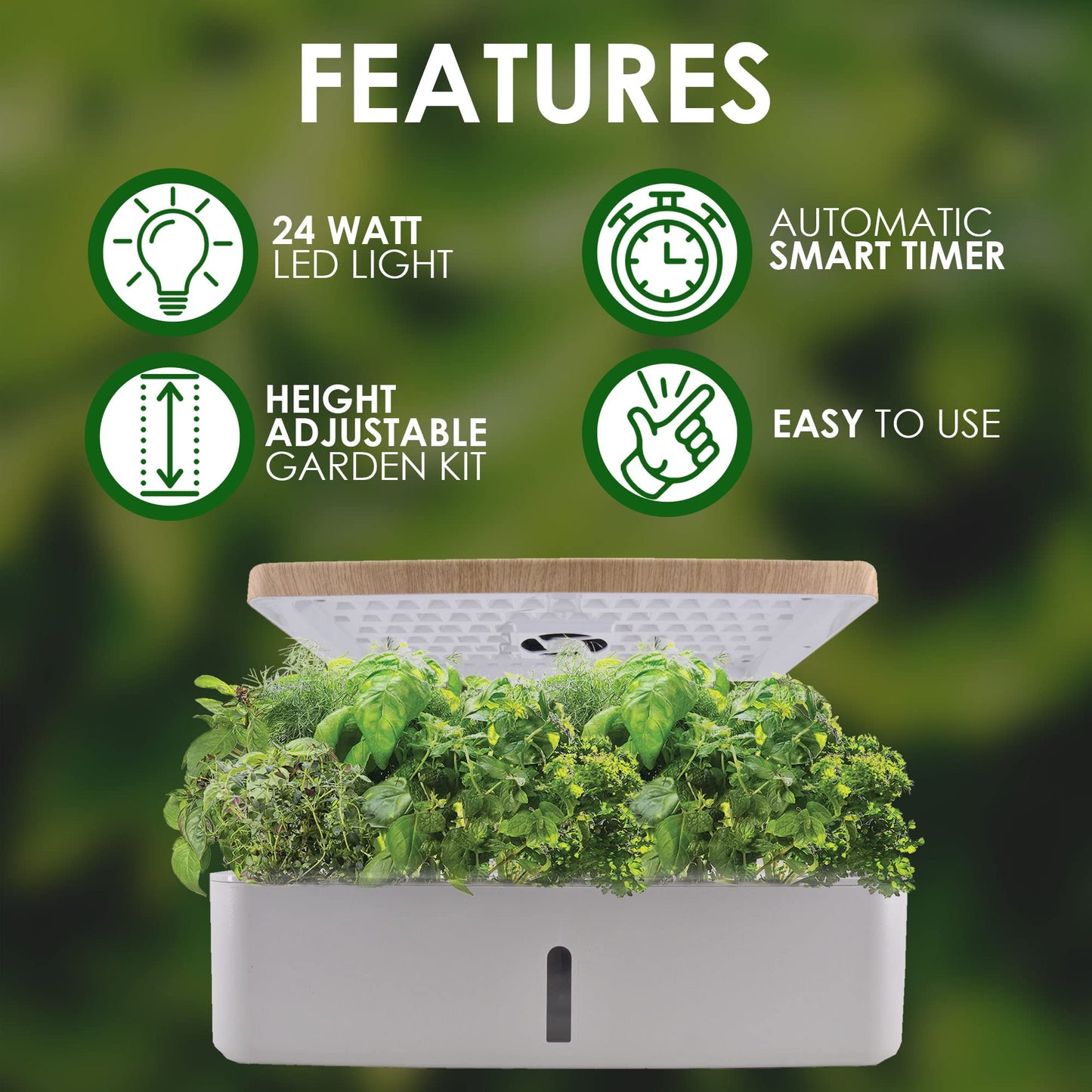 Smart Garden Hydroponics Growing System, Mini Herb Garden with Pump System, 14 Plant pods, 3 Planting Modes, 24 Hours Circulation of Water (No Seed), White