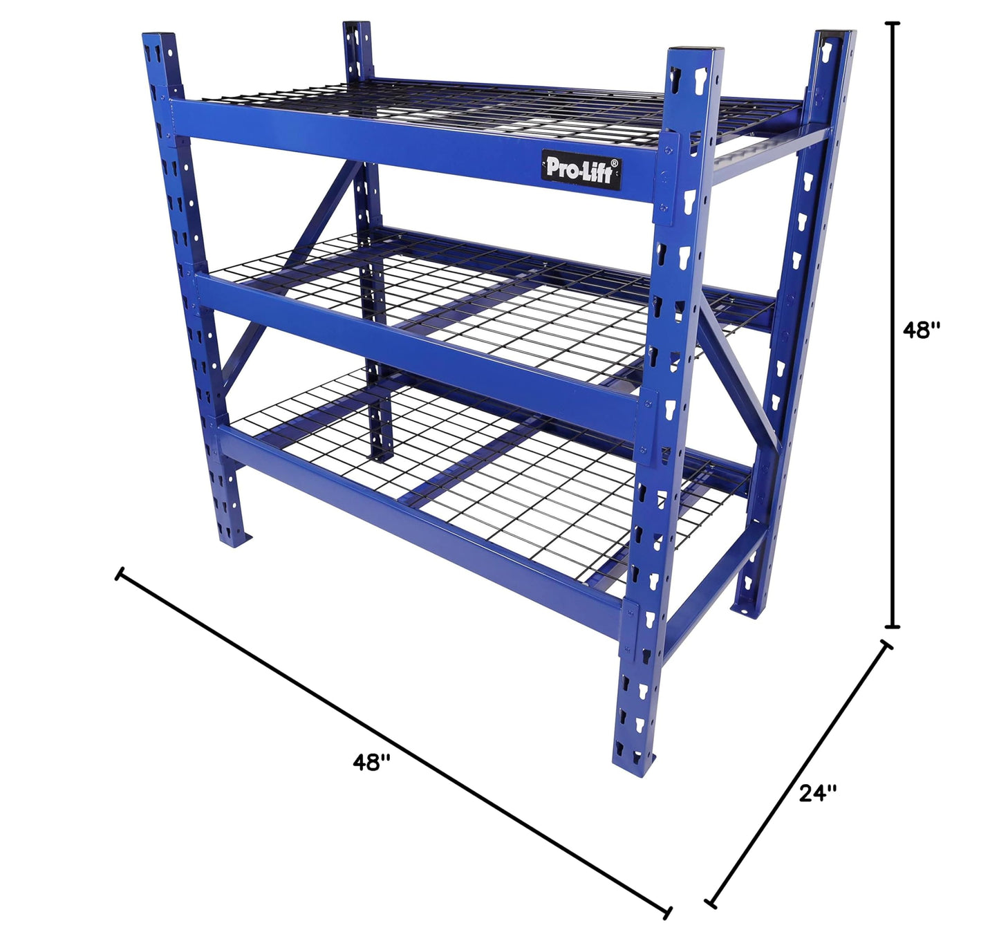 Pro-LifT Garage Storage Shelves - Heavy Duty 3-Tier Adjustable Metal Wire Shelving Units with 3000 lbs Total Capacity for Garage Basement Racking Organization - 48" H X 48" W X 24" D